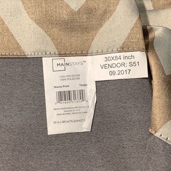 Two Gold and light gray drapery panels, each 30” x 84” - Picture 3 of 3